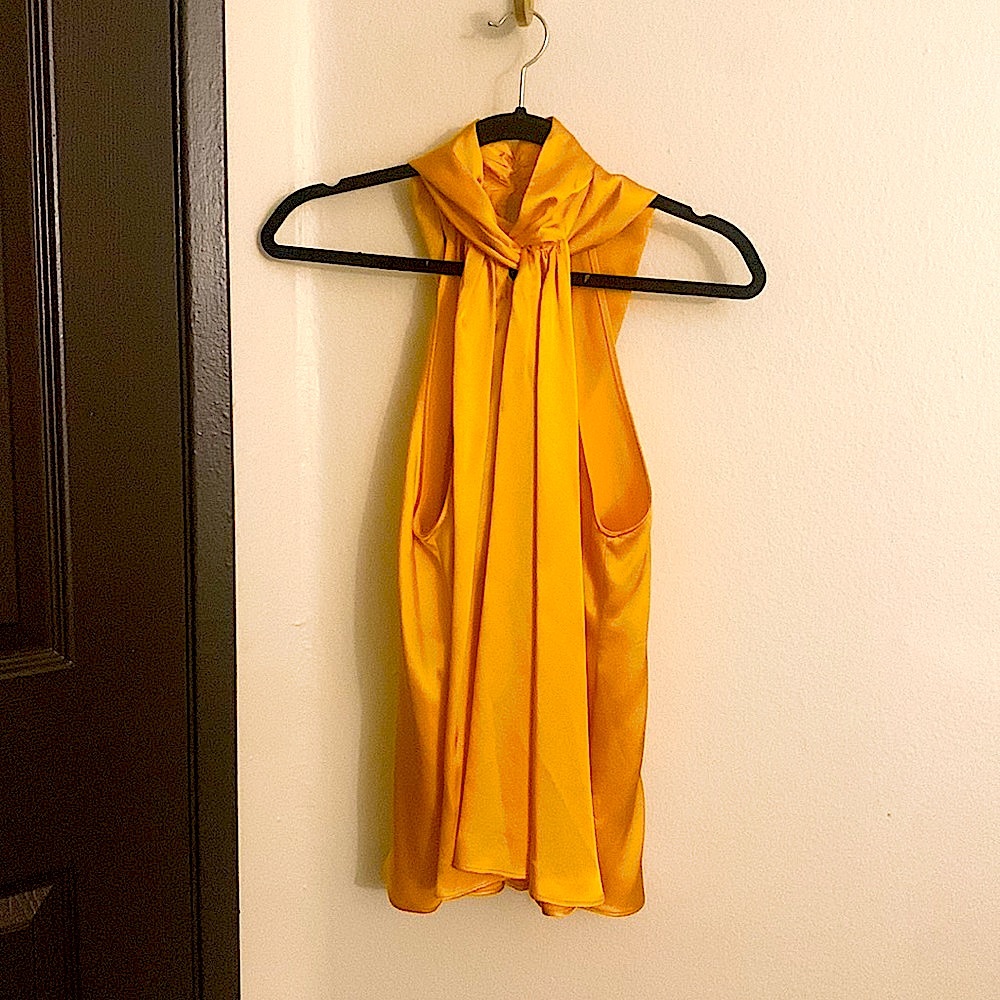 Zara- Satin sleeveless top in a Marigold. Size XS, runs large.